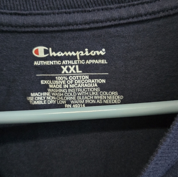 Champion Athletics Notre Dame l9ng sleeved t-shirt Navy blue with logo size  XXL - Picture 3 of 3